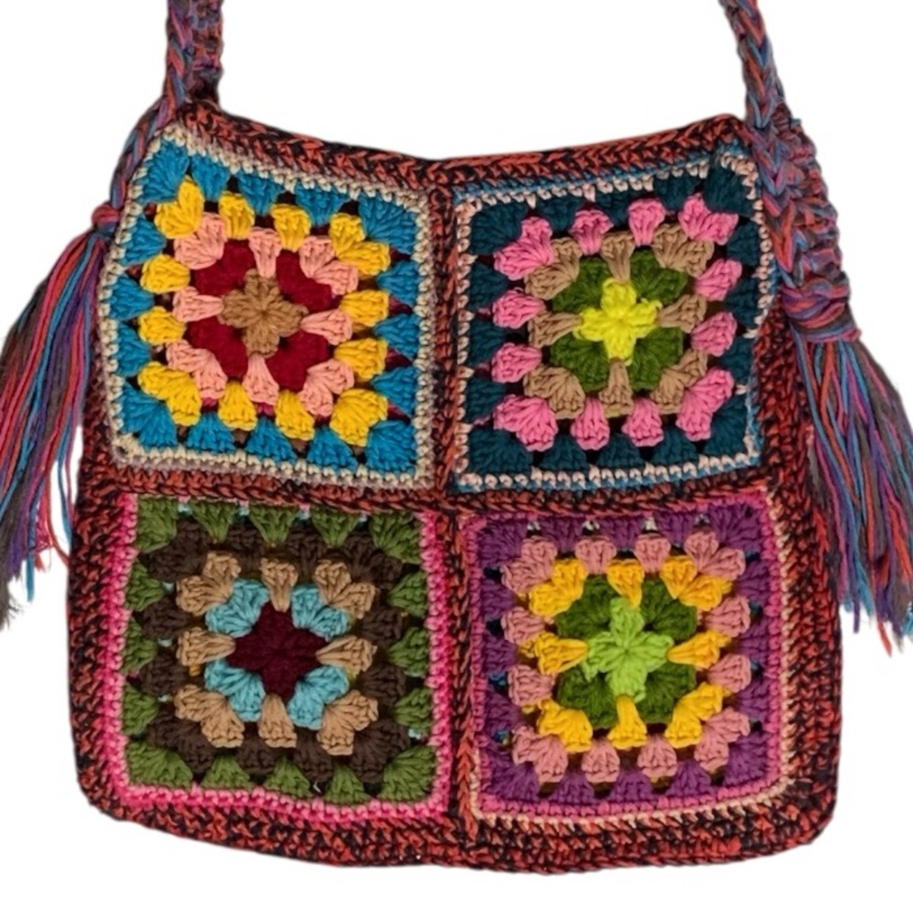 Handmade Crochet Granny Square Bag - Picture 3 of 15